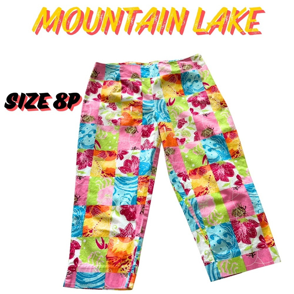 Mountain Lake Multicolor Patchwork Pants Size 8 - image 1